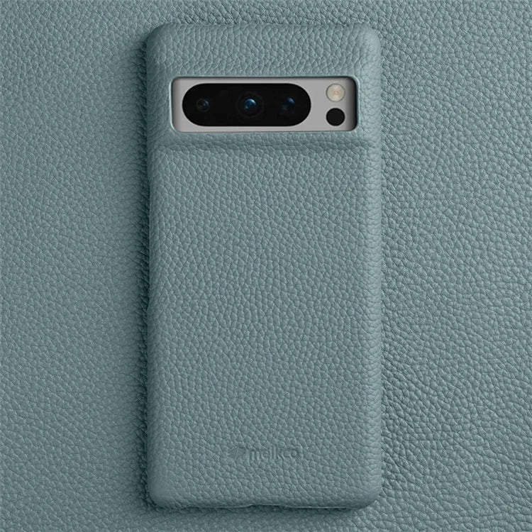 MELKCO For Google Pixel 8 Pro Case Genuine Cow Leather Coated PC Phone Protective Cover