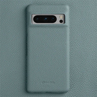 MELKCO For Google Pixel 8 Pro Case Genuine Cow Leather Coated PC Phone Protective Cover