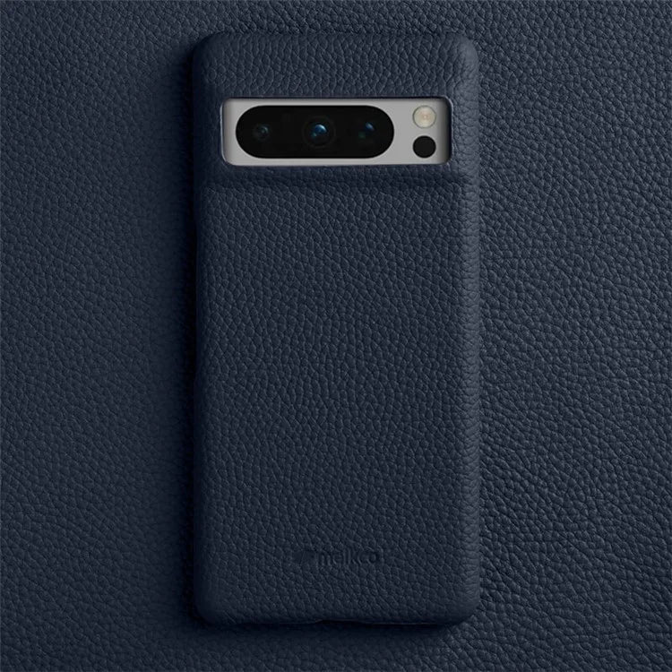 MELKCO For Google Pixel 8 Pro Case Genuine Cow Leather Coated PC Phone Protective Cover