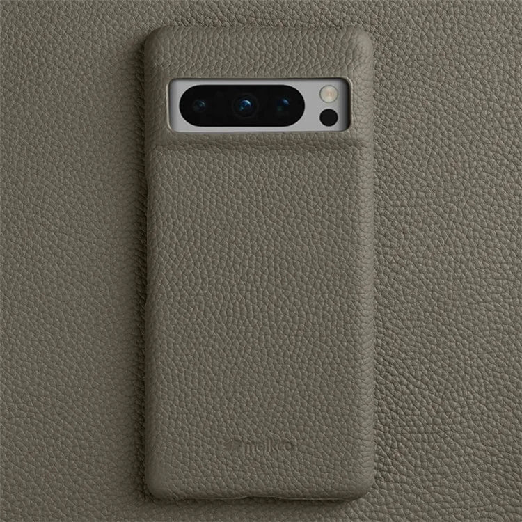 MELKCO For Google Pixel 8 Pro Case Genuine Cow Leather Coated PC Phone Protective Cover