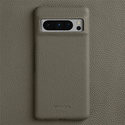 MELKCO For Google Pixel 8 Pro Case Genuine Cow Leather Coated PC Phone Protective Cover