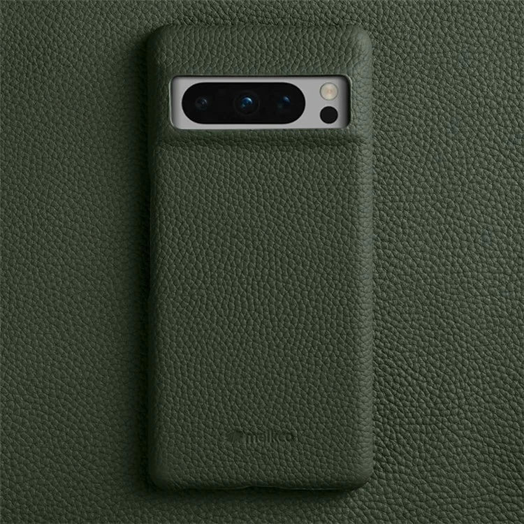 MELKCO For Google Pixel 8 Pro Case Genuine Cow Leather Coated PC Phone Protective Cover