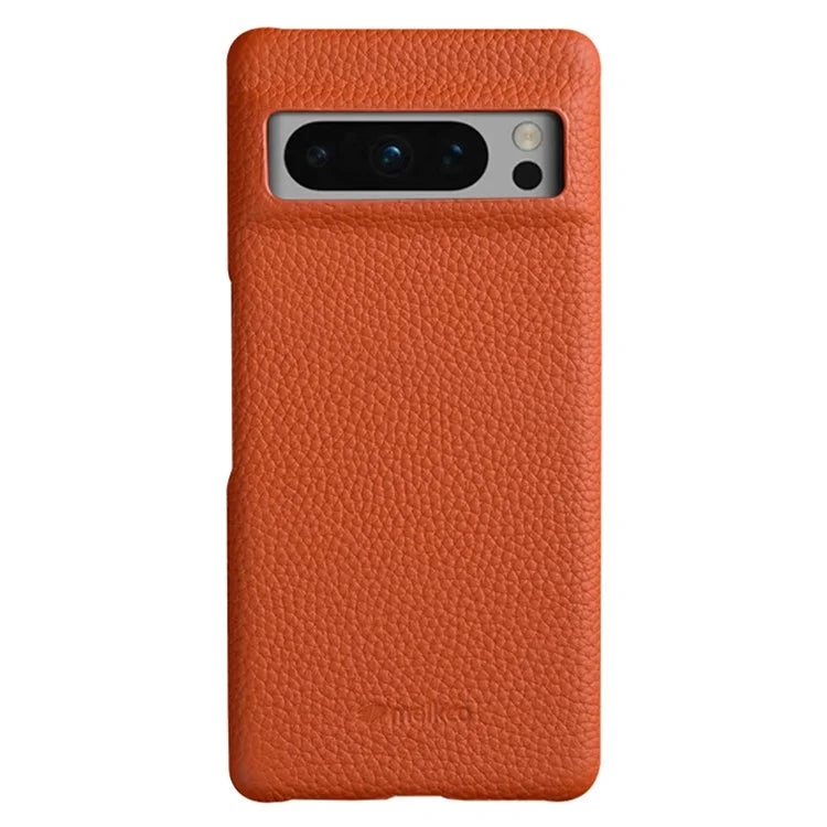 MELKCO For Google Pixel 8 Pro Case Genuine Cow Leather Coated PC Phone Protective Cover