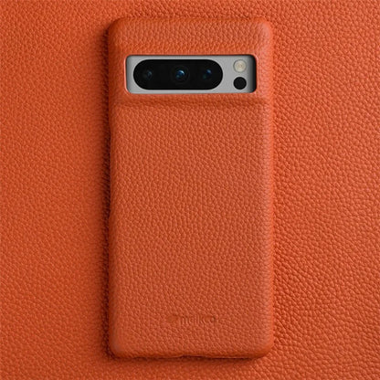 MELKCO For Google Pixel 8 Pro Case Genuine Cow Leather Coated PC Phone Protective Cover