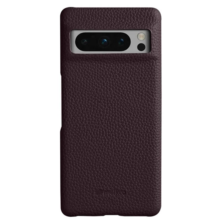 MELKCO For Google Pixel 8 Pro Case Genuine Cow Leather Coated PC Phone Protective Cover