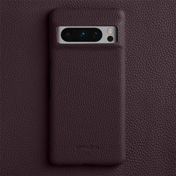 MELKCO For Google Pixel 8 Pro Case Genuine Cow Leather Coated PC Phone Protective Cover
