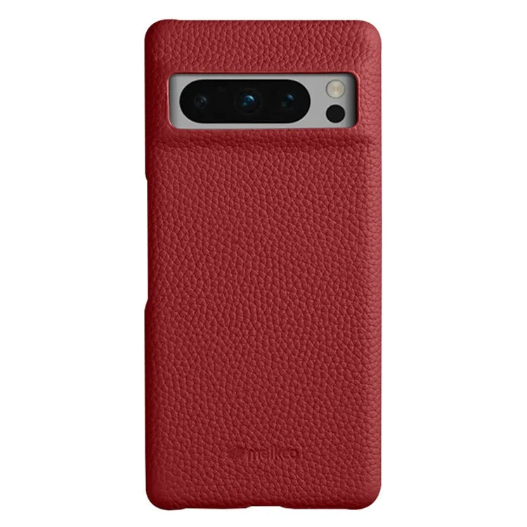 MELKCO For Google Pixel 8 Pro Case Genuine Cow Leather Coated PC Phone Protective Cover