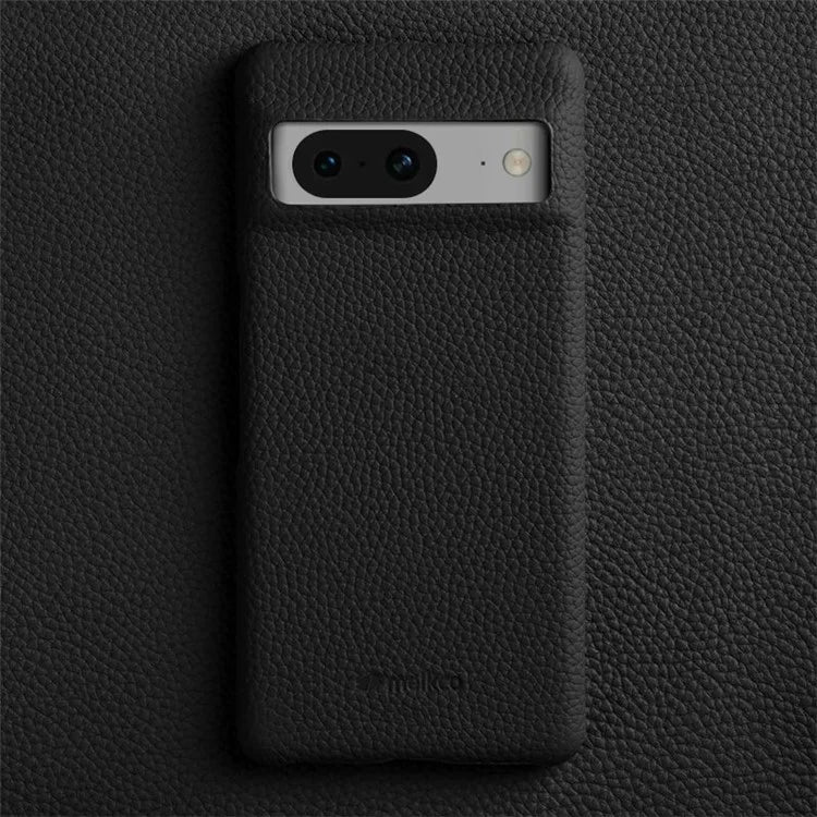 MELKCO For Google Pixel 8 Cover Microfiber Lining Genuine Cow Leather+PC Phone Case
