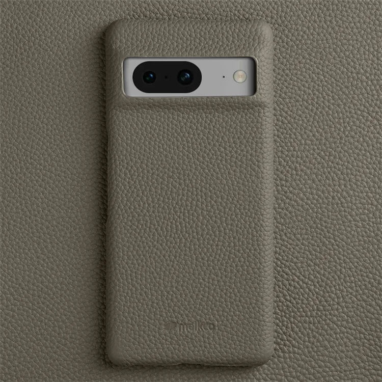 MELKCO For Google Pixel 8 Cover Microfiber Lining Genuine Cow Leather+PC Phone Case