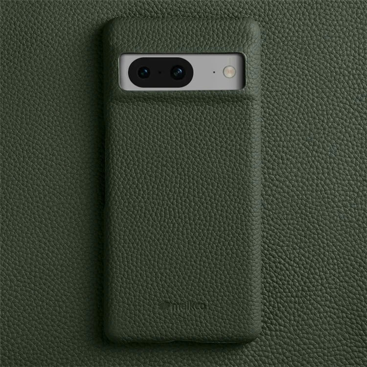 MELKCO For Google Pixel 8 Cover Microfiber Lining Genuine Cow Leather+PC Phone Case