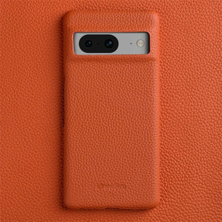 MELKCO For Google Pixel 8 Cover Microfiber Lining Genuine Cow Leather+PC Phone Case