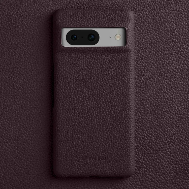 MELKCO For Google Pixel 8 Cover Microfiber Lining Genuine Cow Leather+PC Phone Case