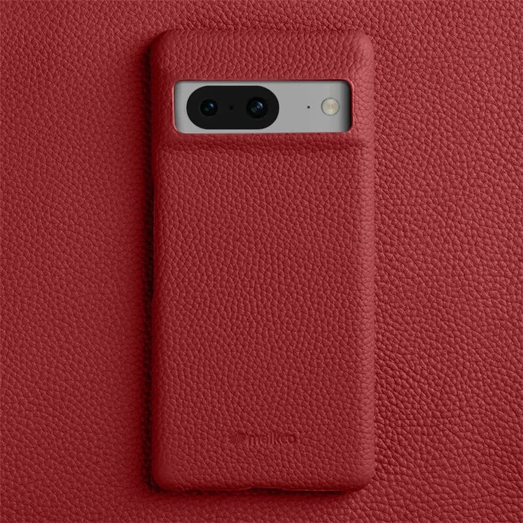 MELKCO For Google Pixel 8 Cover Microfiber Lining Genuine Cow Leather+PC Phone Case