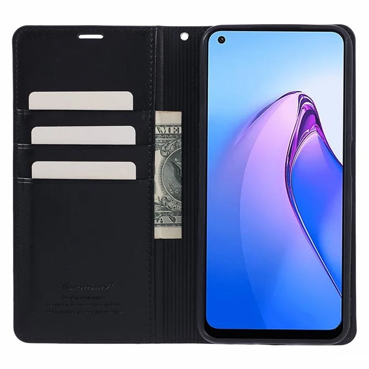 HANMAN Minuo Series For Oppo Reno8 5G (Global Version) Case Wallet Protective Phone Cover