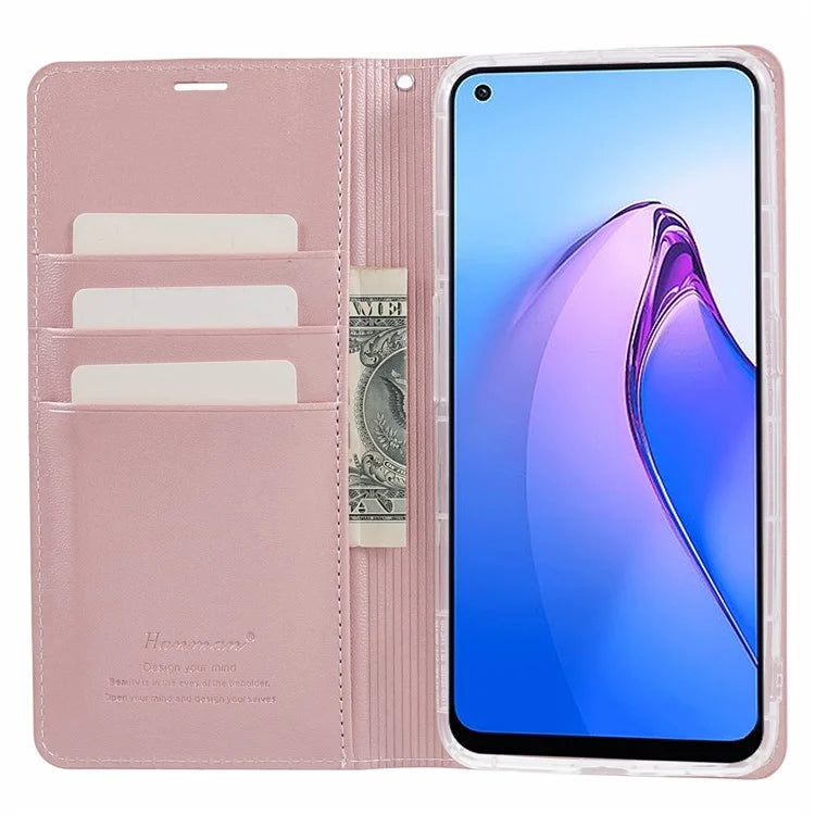 HANMAN Minuo Series For Oppo Reno8 5G (Global Version) Case Wallet Protective Phone Cover