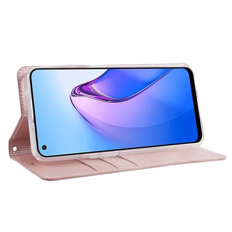 HANMAN Minuo Series For Oppo Reno8 5G (Global Version) Case Wallet Protective Phone Cover