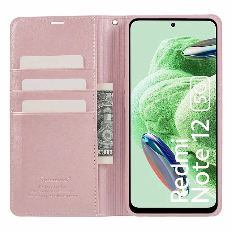 HANMAN Minuo Series For Xiaomi Redmi Note 12 5G (China) / (India) / (Global) / Poco X5 5G Case Wallet Phone Leather Cover