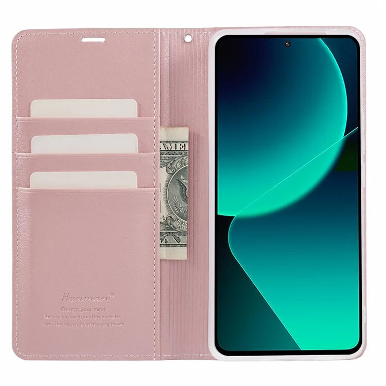 HANMAN Minuo Series For Xiaomi 13T / 13T Pro / Redmi K60 Ultra Case PU Leather Stand Magnetic Clasp Phone Cover