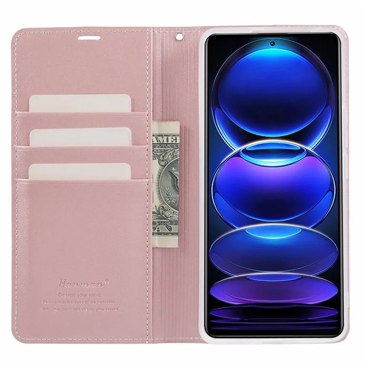 HANMAN Minuo Series For Xiaomi Redmi Note 12 Pro+ 5G Case PU Leather Wallet Phone Cover
