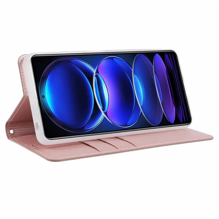 HANMAN Minuo Series For Xiaomi Redmi Note 12 Pro+ 5G Case PU Leather Wallet Phone Cover