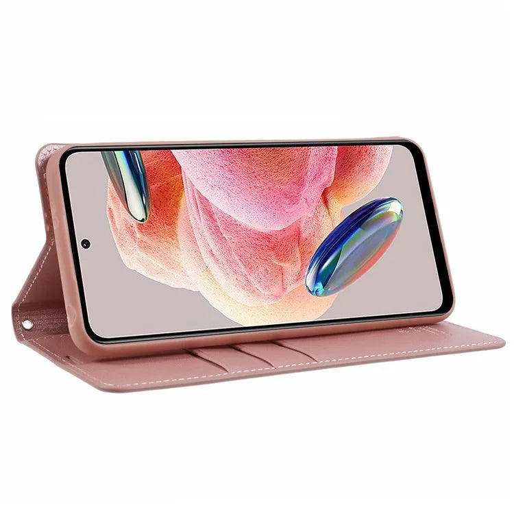 HANMAN Minuo Series For Xiaomi Redmi Note 12 4G Case PU Leather Flip Protective Cover