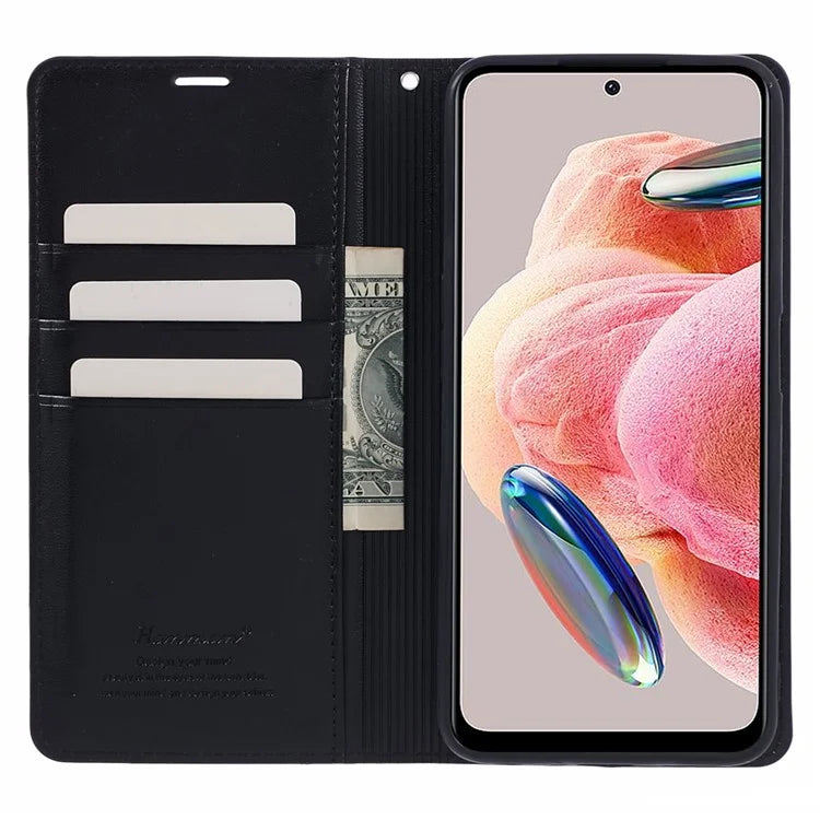 HANMAN Minuo Series For Xiaomi Redmi Note 12 4G Case PU Leather Flip Protective Cover