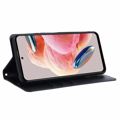 HANMAN Minuo Series For Xiaomi Redmi Note 12 4G Case PU Leather Flip Protective Cover