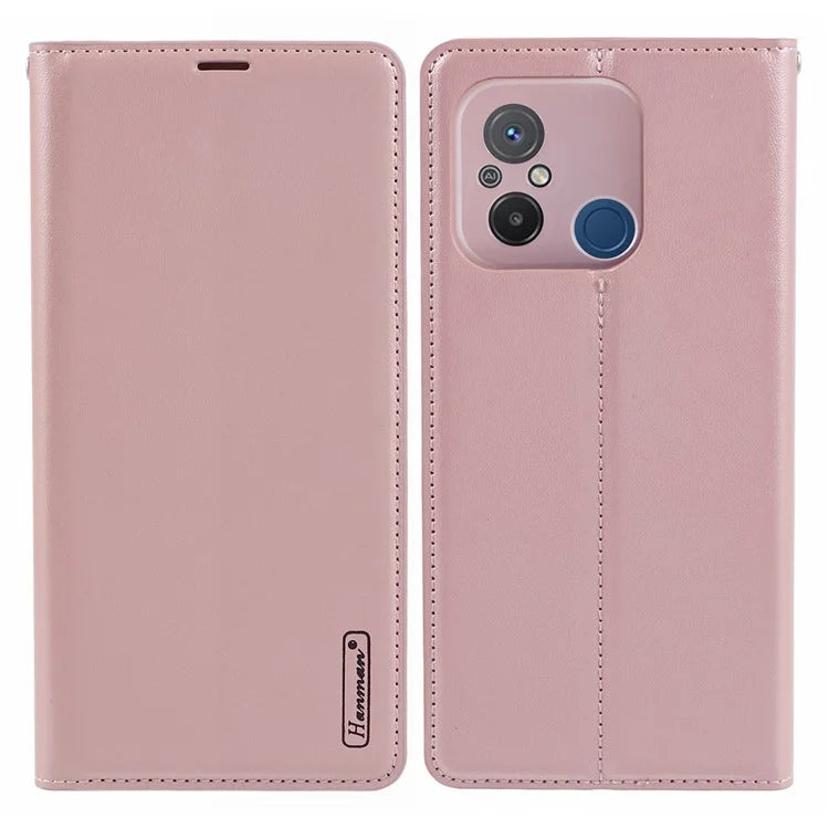 HANMAN Minuo Series For Xiaomi Redmi 12C 4G / 11A 4G / Poco C55 4G Case PU Leather Magnetic Closure Phone Cover