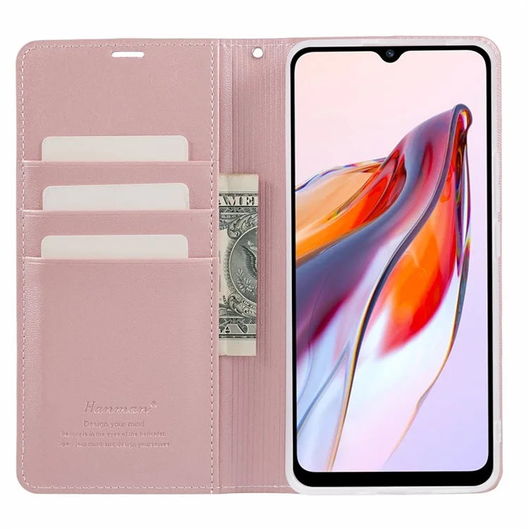 HANMAN Minuo Series For Xiaomi Redmi 12C 4G / 11A 4G / Poco C55 4G Case PU Leather Magnetic Closure Phone Cover
