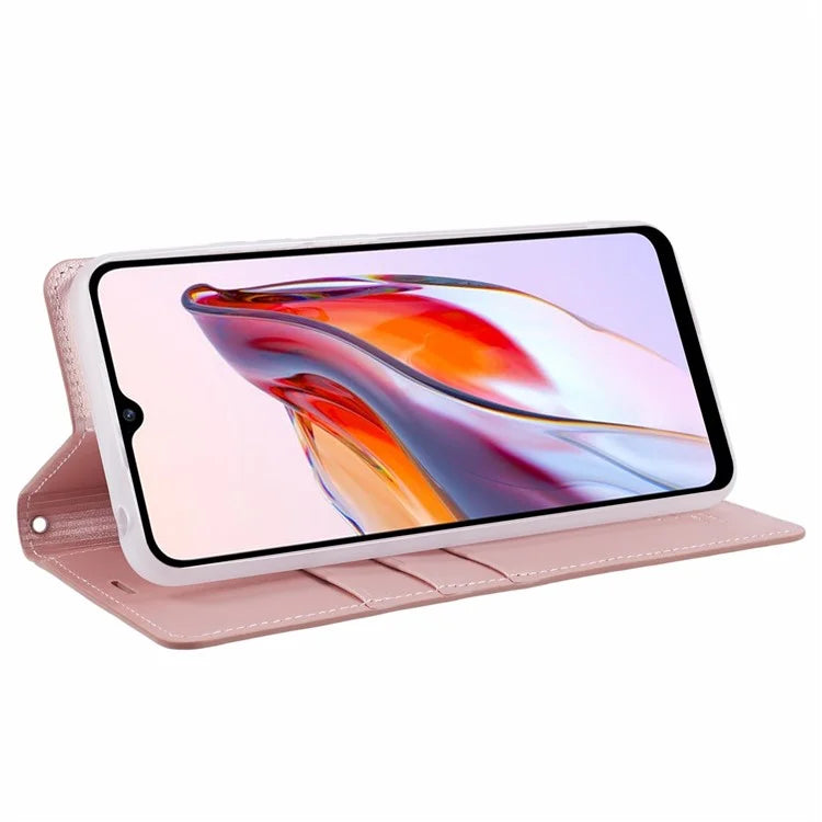 HANMAN Minuo Series For Xiaomi Redmi 12C 4G / 11A 4G / Poco C55 4G Case PU Leather Magnetic Closure Phone Cover
