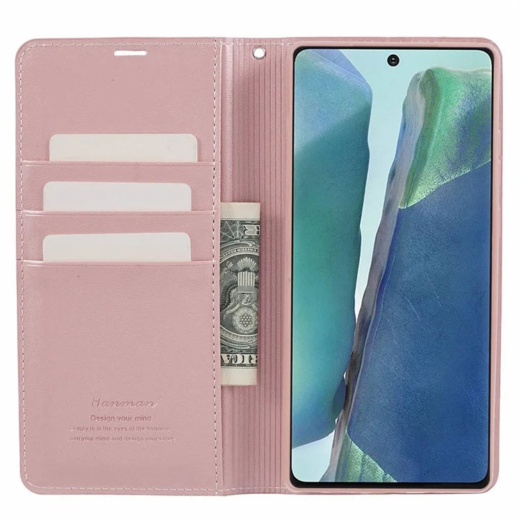 HANMAN Minuo Series For Samsung Galaxy Note20 / Note20 5G Case PU Leather Phone Cover