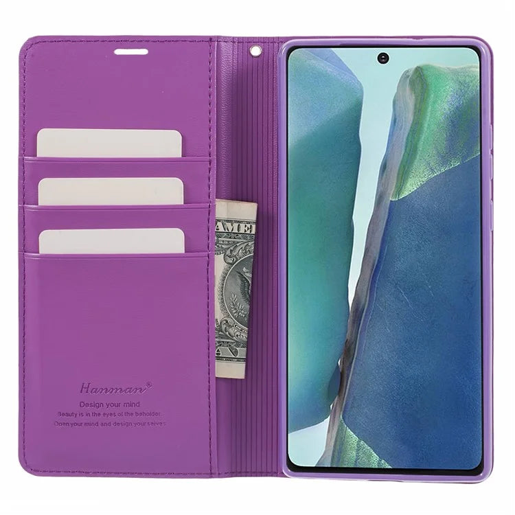 HANMAN Minuo Series For Samsung Galaxy Note20 / Note20 5G Case PU Leather Phone Cover