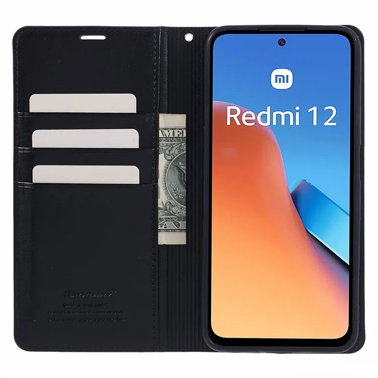 HANMAN Minuo Series For Xiaomi Redmi 12 4G / 5G (Global) / Redmi Note 12R 5G / Poco M6 Pro 5G Case Wallet Phone Stand Cover