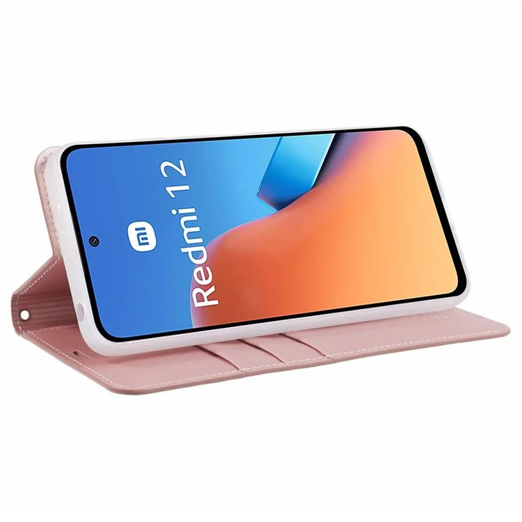 HANMAN Minuo Series For Xiaomi Redmi 12 4G / 5G (Global) / Redmi Note 12R 5G / Poco M6 Pro 5G Case Wallet Phone Stand Cover