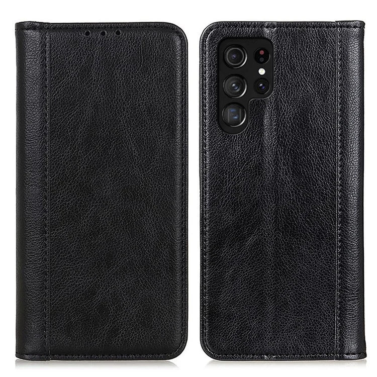 For Samsung Galaxy S24 Ultra Case Litchi Texture Split Leather Wallet Stand Phone Shell