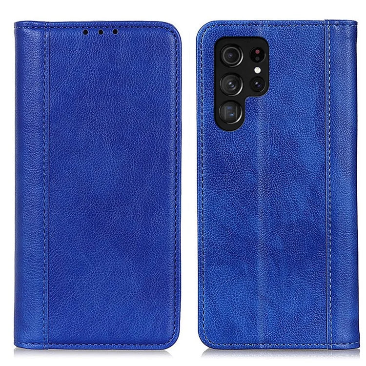 For Samsung Galaxy S24 Ultra Case Litchi Texture Split Leather Wallet Stand Phone Shell