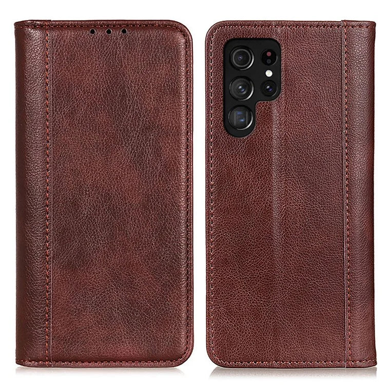 For Samsung Galaxy S24 Ultra Case Litchi Texture Split Leather Wallet Stand Phone Shell