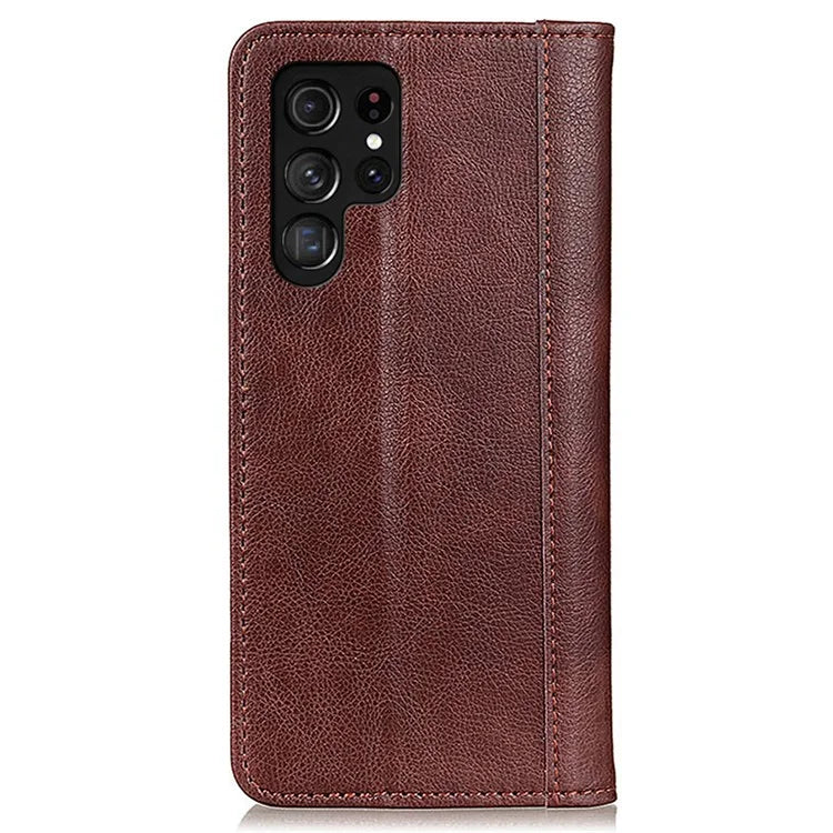 For Samsung Galaxy S24 Ultra Case Litchi Texture Split Leather Wallet Stand Phone Shell