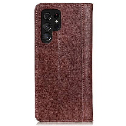 For Samsung Galaxy S24 Ultra Case Litchi Texture Split Leather Wallet Stand Phone Shell