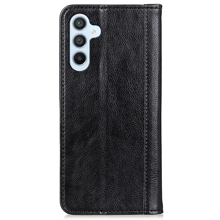 For Samsung Galaxy S24+ Case Split Leather Wallet Stand Phone Cover with Litchi Texture
