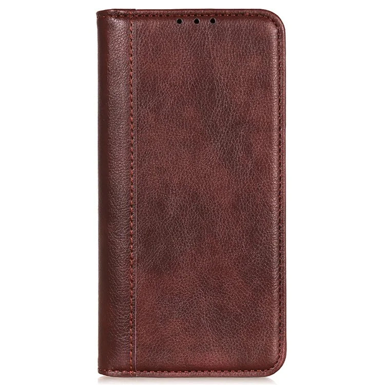 For Samsung Galaxy S24+ Case Split Leather Wallet Stand Phone Cover with Litchi Texture