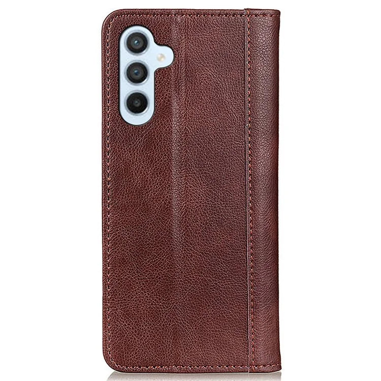 For Samsung Galaxy S24+ Case Split Leather Wallet Stand Phone Cover with Litchi Texture