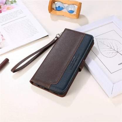 KHAZNEH For Samsung Galaxy S24+ Case PU Leather Shell RFID Blocking Wallet Mobile Phone Cover