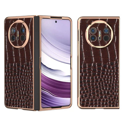 For Huawei Mate X5 5G Case Crocodile Pattern Genuine Cow Leather Coated Phone Cover