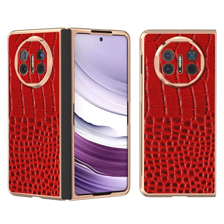 For Huawei Mate X5 5G Case Crocodile Pattern Genuine Cow Leather Coated Phone Cover