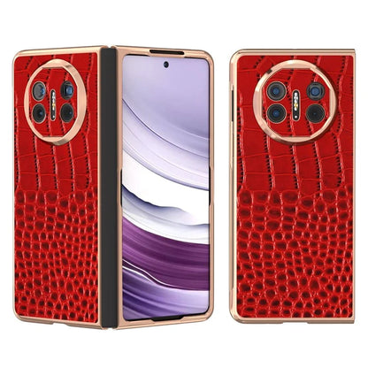 For Huawei Mate X5 5G Case Crocodile Pattern Genuine Cow Leather Coated Phone Cover