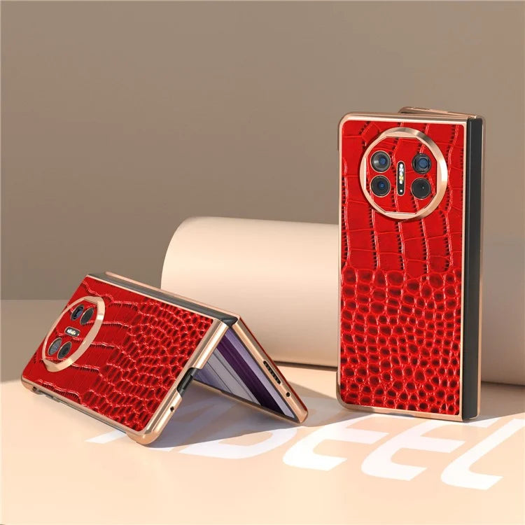 For Huawei Mate X5 5G Case Crocodile Pattern Genuine Cow Leather Coated Phone Cover