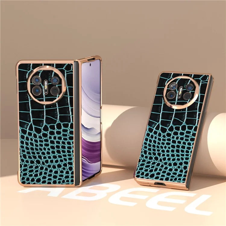 For Huawei Mate X5 5G Case Crocodile Pattern Genuine Cow Leather Coated Phone Cover