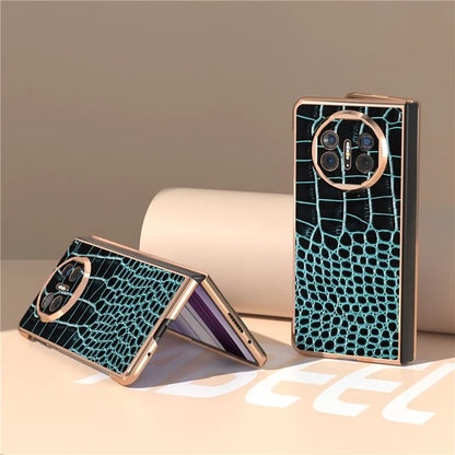 For Huawei Mate X5 5G Case Crocodile Pattern Genuine Cow Leather Coated Phone Cover