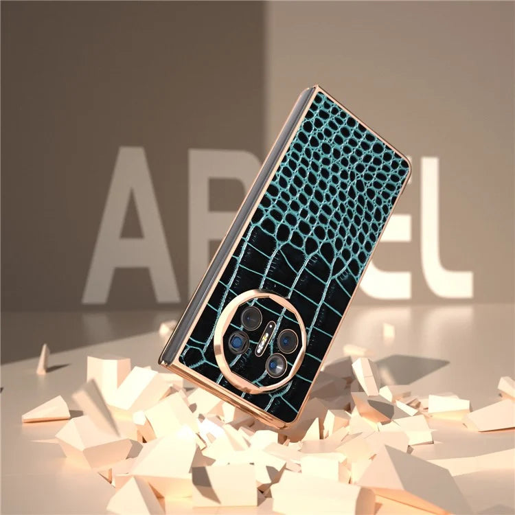 For Huawei Mate X5 5G Case Crocodile Pattern Genuine Cow Leather Coated Phone Cover